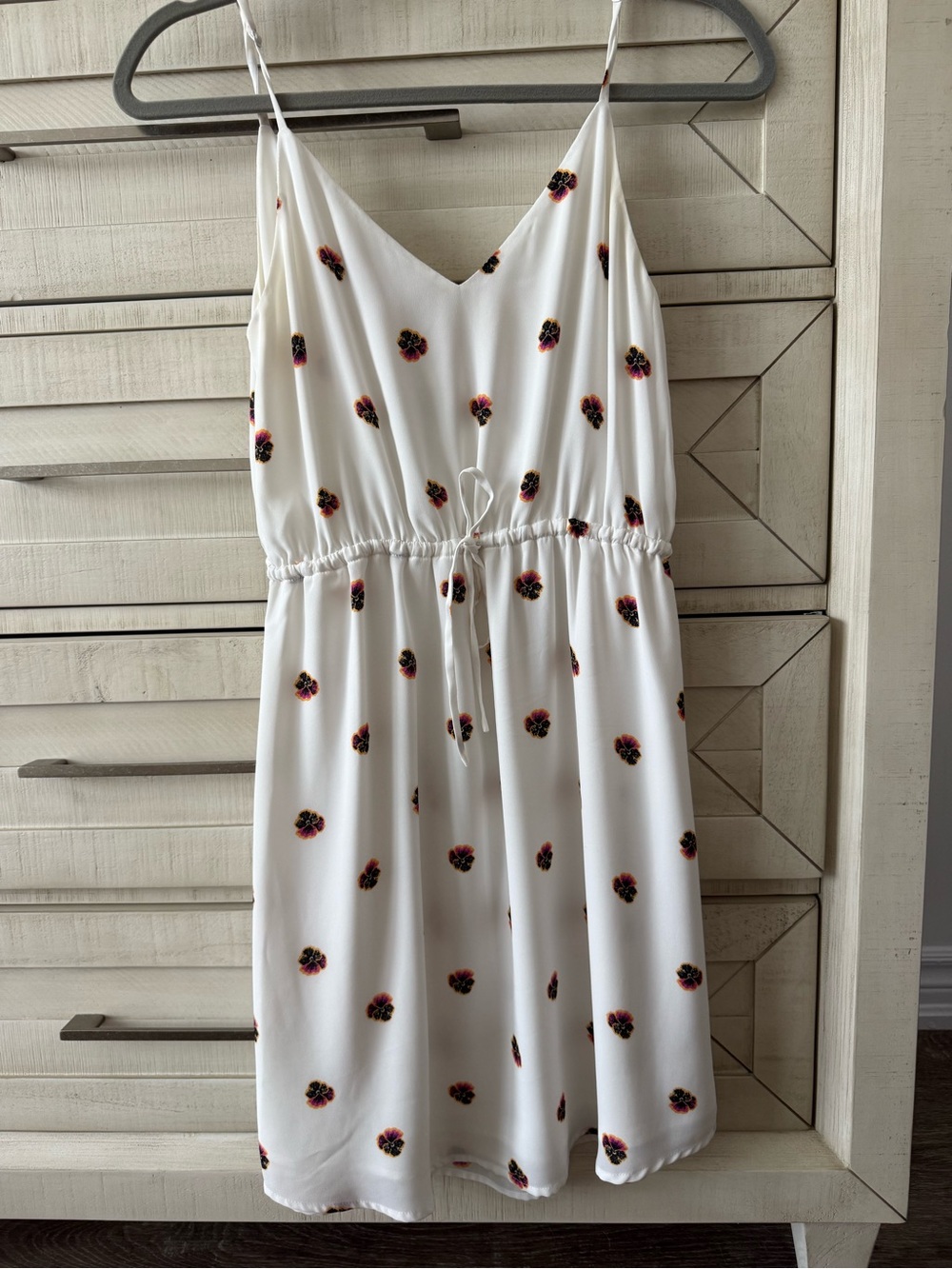 Babaton White Floral Spaghetti-Strap Mini Dress